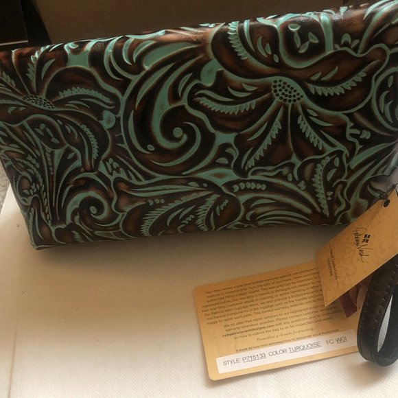 PATRICIA NASH VALERIE TOOLED LEATHER CLUTCH WRISTLET $79 - Picture 4 of 10